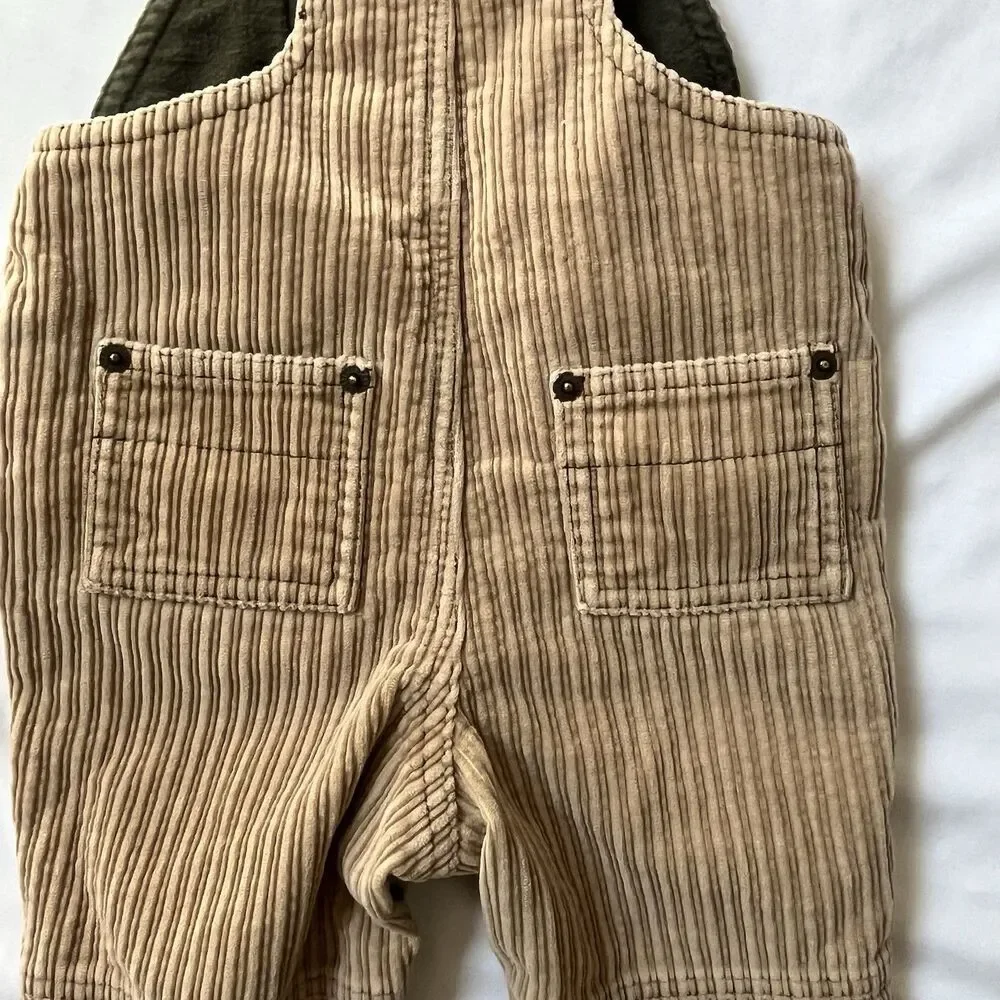 VTG Y2k 03 Gymboree Baby 6-9 Bib Overalls Corduroy Gym-mark Tan Nature Hedgehog